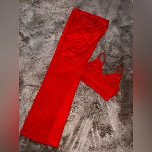 Sexy Red Stretch Satin Set